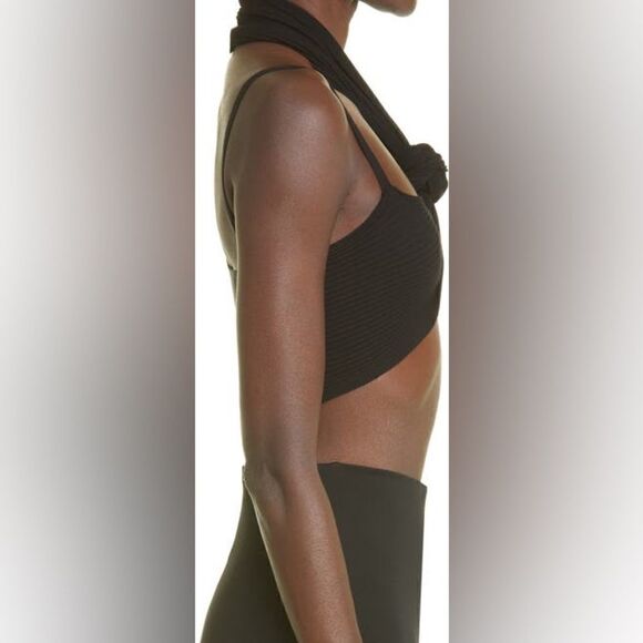 Attico The Attico NWT Mali Halter Neck Rib Crop Top Black Size 6 $390 - Picture 7 of 7